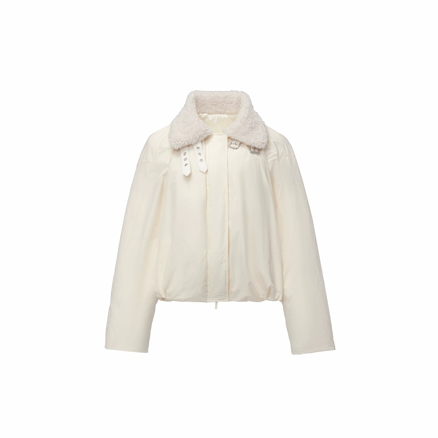 Belted Pleated Cocoon Down Jacket