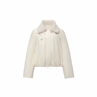 Belted Pleated Cocoon Down Jacket