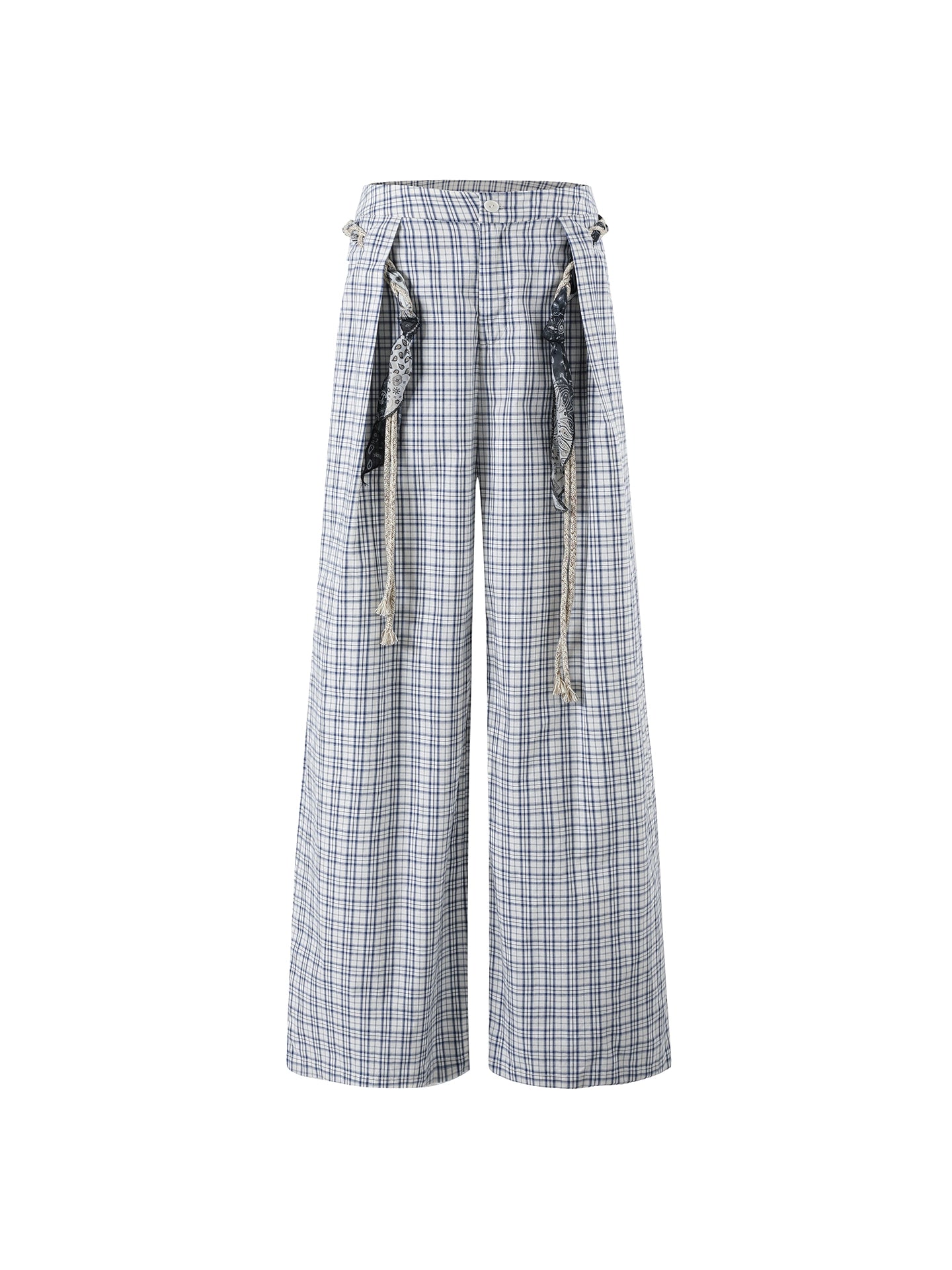 Relaxed Plaid Cotton Wide-Leg Trousers