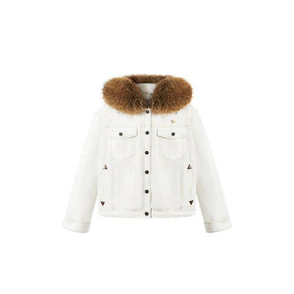 Polar Cotton Eco Fox Fur Collar Denim Jacket