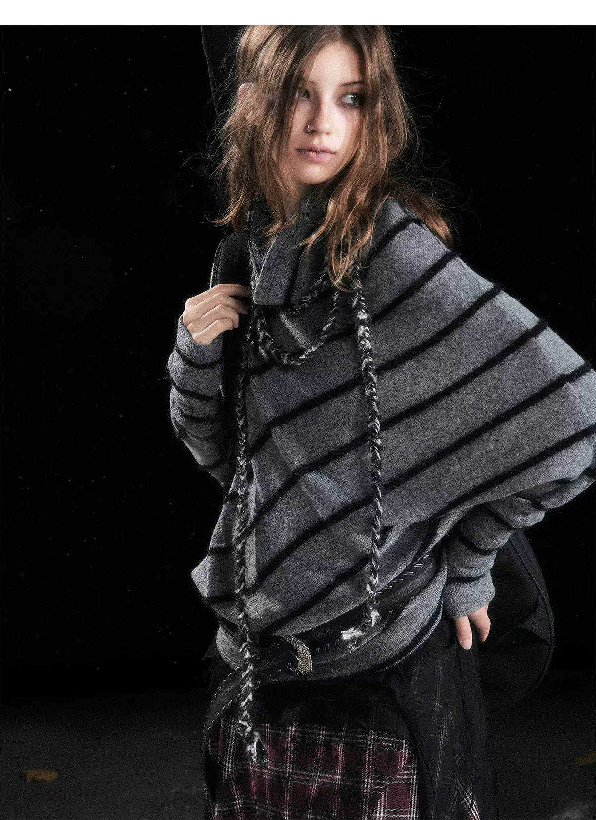 Diagonal Stripe Batwing Sweater