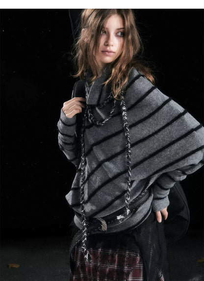Diagonal Stripe Batwing Sweater