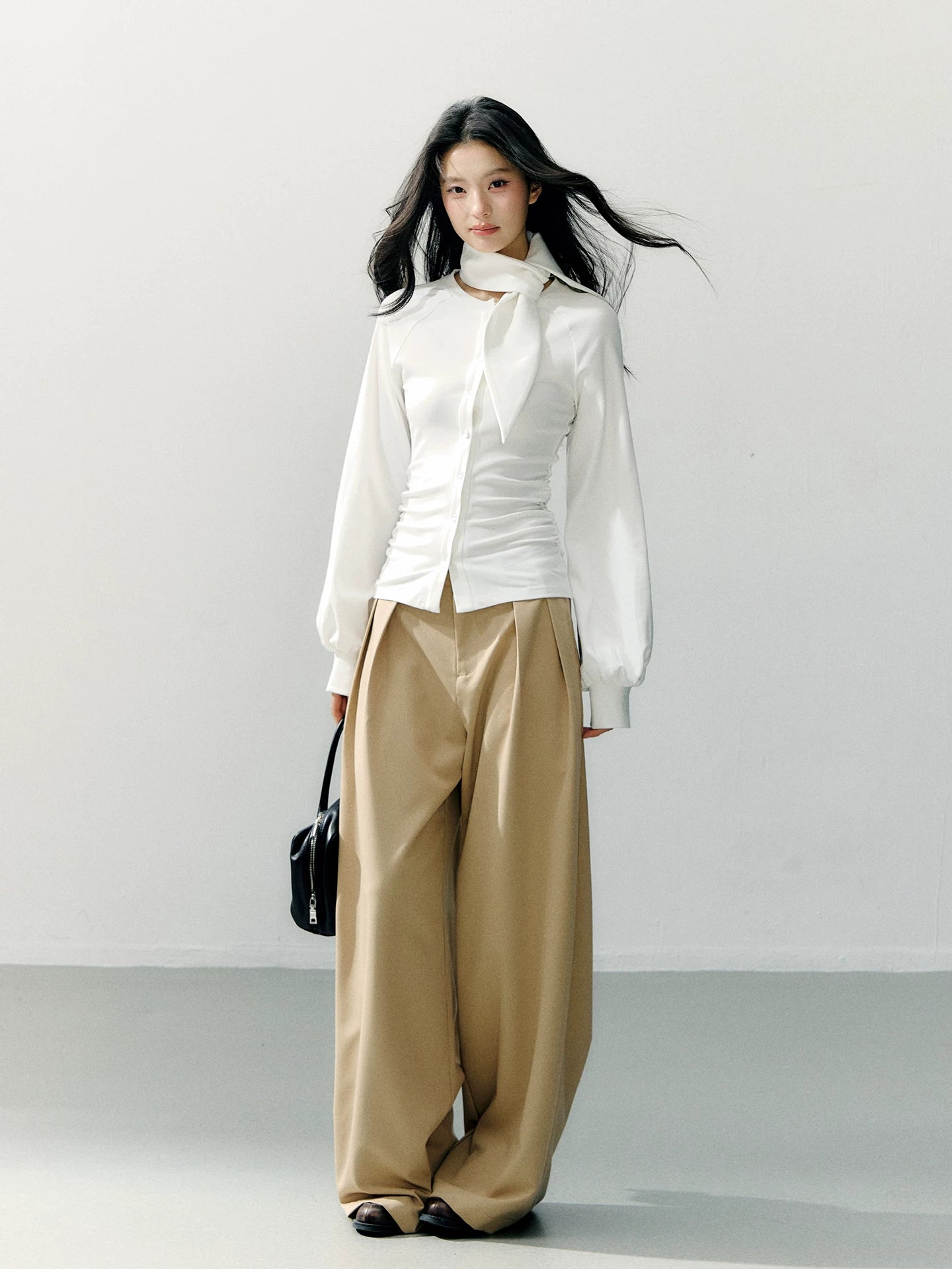Detachable Lace-Trim Relaxed Tailored Trousers
