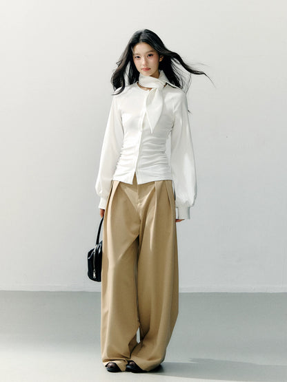 Detachable Lace-Trim Relaxed Tailored Trousers