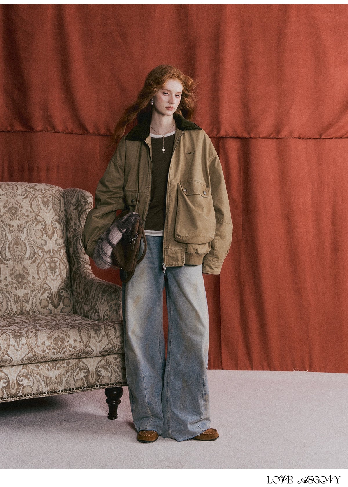 Vintage Washed Distressed Wide-Leg Denim Pants