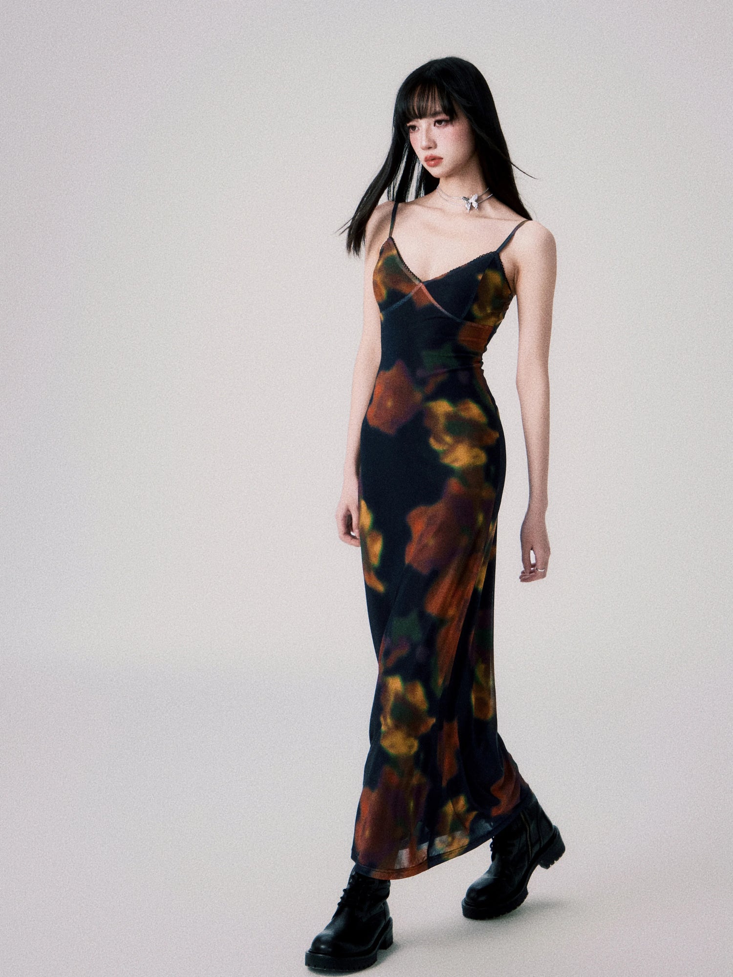 Vintage Printed Spaghetti-Strap Dress