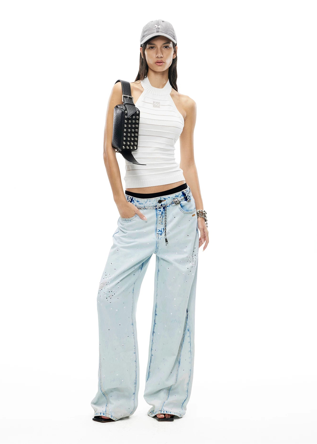 Halter Neck Cable Knit Camisole Top
