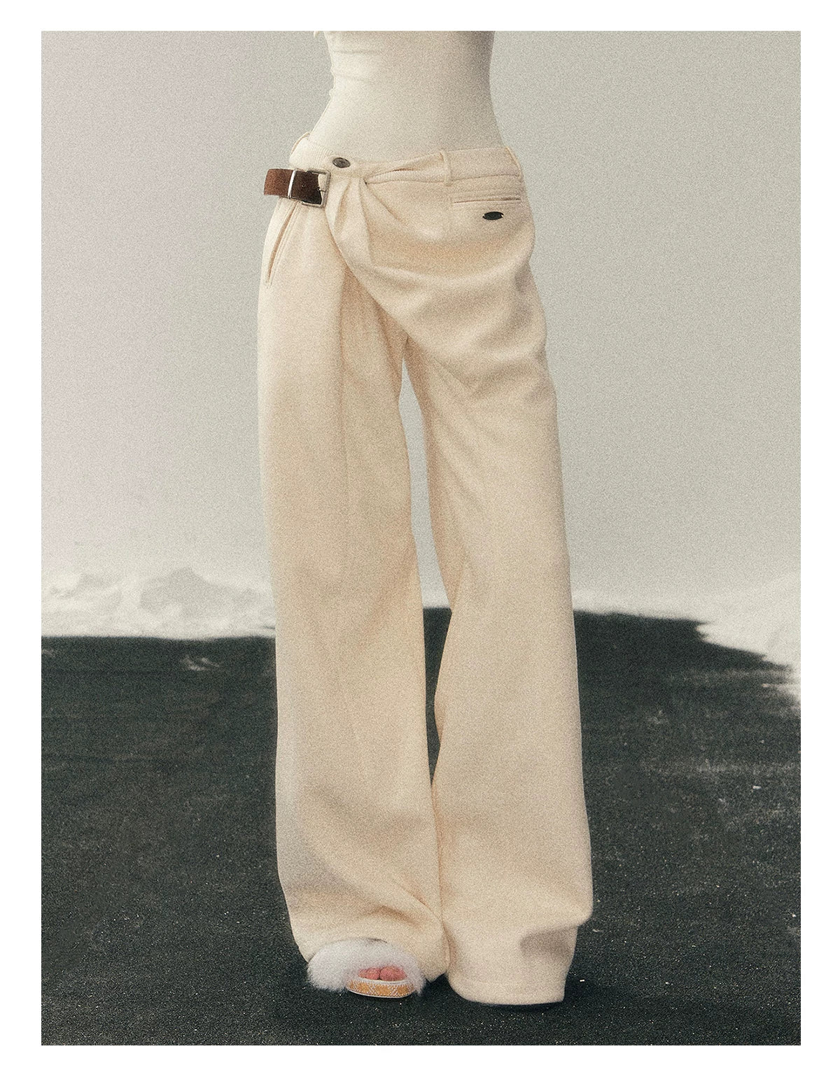 Korean Fleece-Lined Wide-Leg Pants