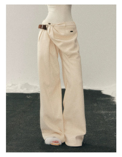 Korean Fleece-Lined Wide-Leg Pants