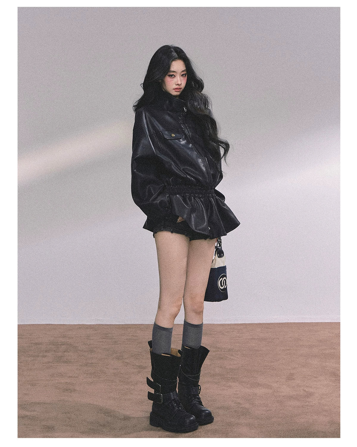 Desert Edge PU Leather Stand-Collar Jacket