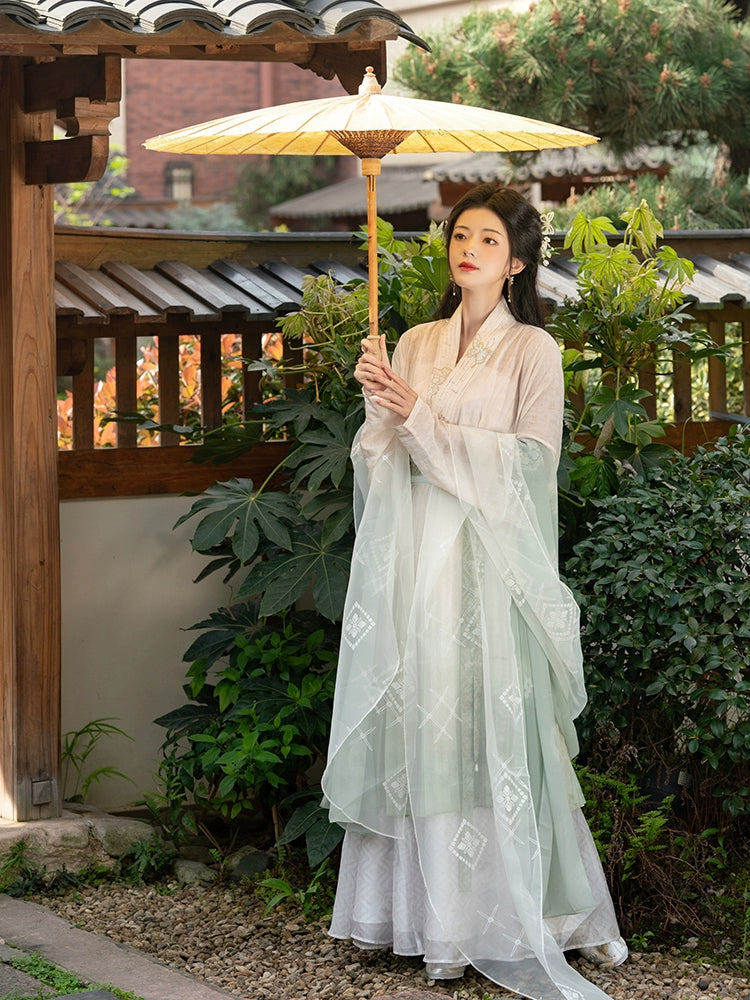 (Final Sale) "松风眠"  Silk Double-Lapel Song-dynasty Hanfu Set