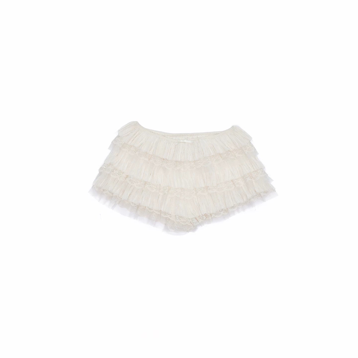 Lace Tiered Low-Rise Cake Shorts