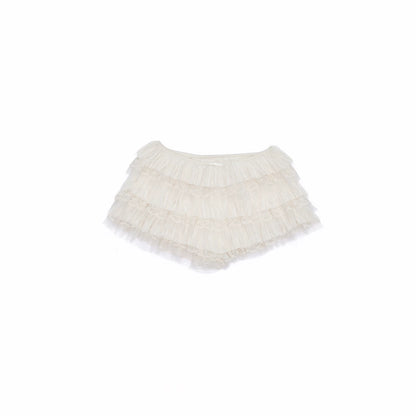 Lace Tiered Low-Rise Cake Shorts