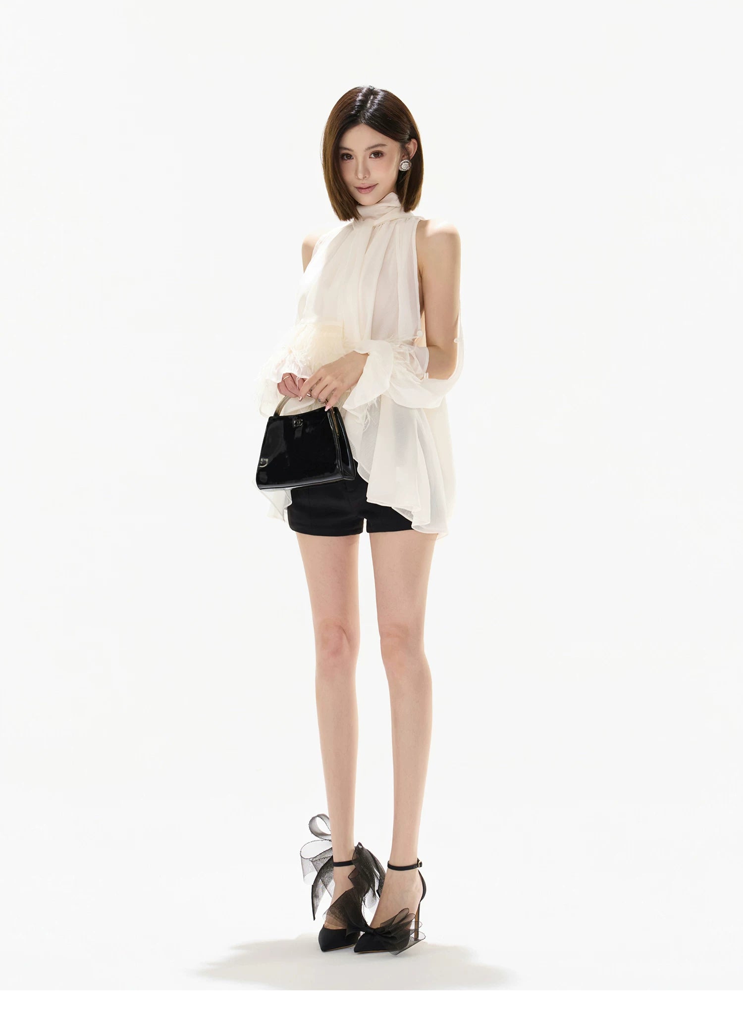 Vintage Court Halterneck Chiffon Sleeveless Blouse