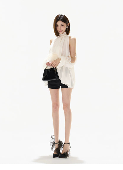 Vintage Court Halterneck Chiffon Sleeveless Blouse