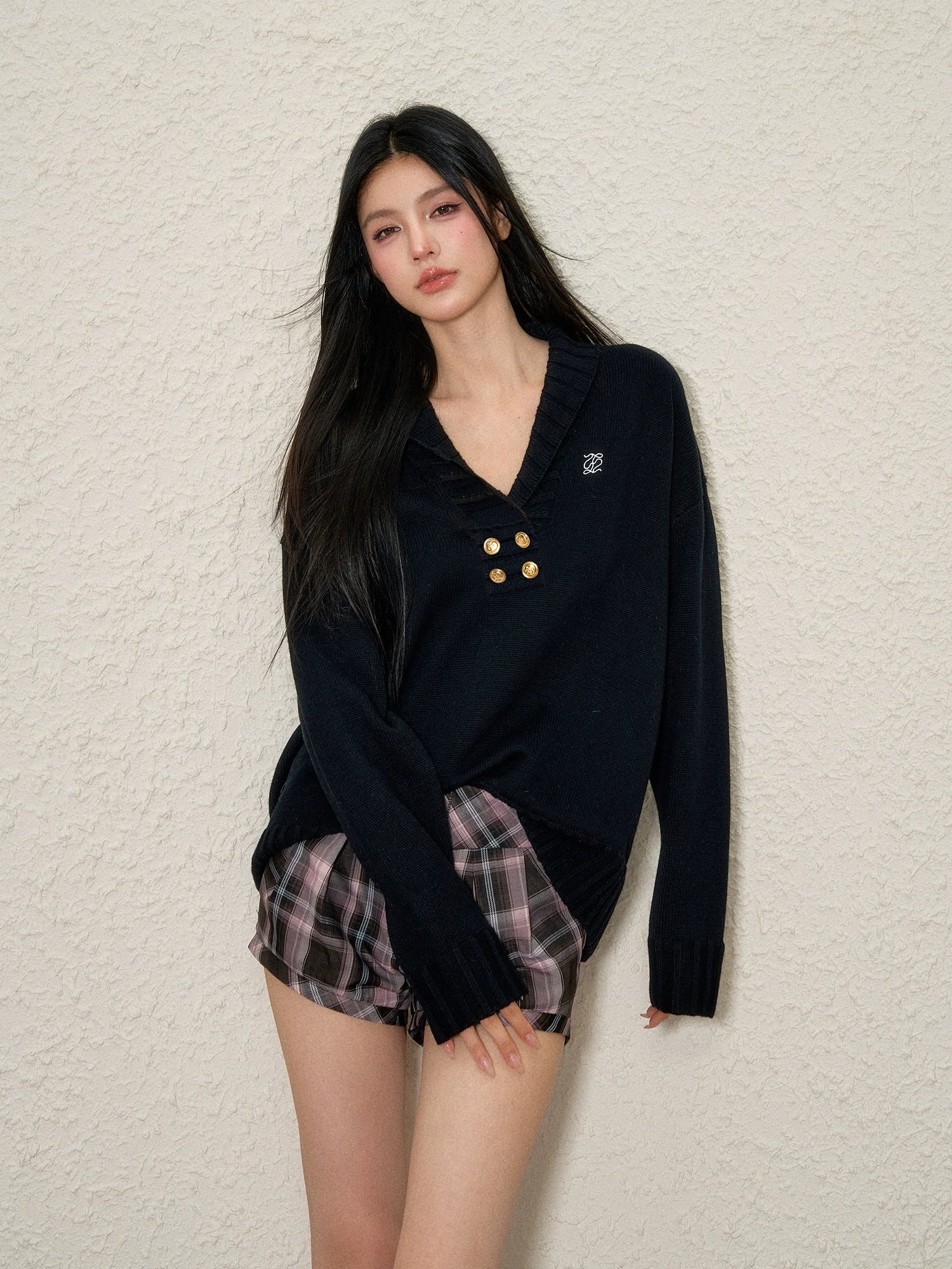 Casual Oversized Polo Wool Sweater