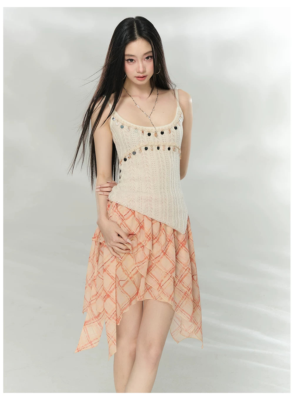Asymmetric Printed Chiffon Mini Skirt