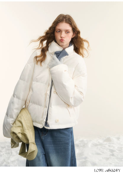 Reversible Checkered Short Down Jacket