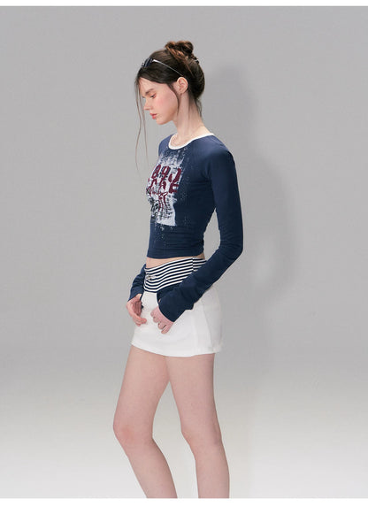 Vintage Print Layered Slim Fit Top Set