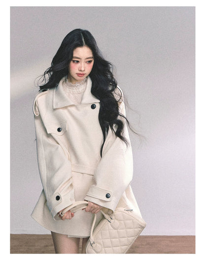 French British-Style Relaxed Wool Coat