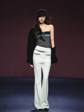 Tweed Color-Block Slightly Flared Trousers - CHINASQUAD