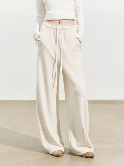Plush Terry Fleece High-Neck Zip-up Sweatshirt &amp; Banana Pants Set