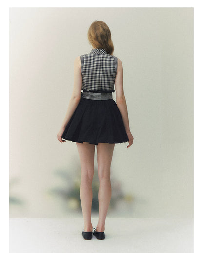 Princess Diary Checkered Puff Dress
