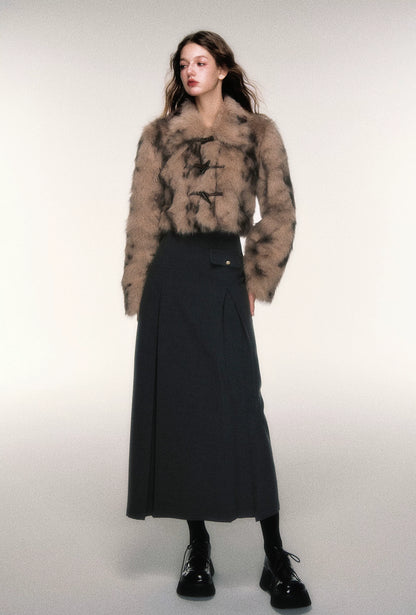 Sweet-Cool Leopard Faux Fur Cropped Jacket