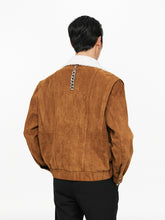 Lamb Wool Collar Faux Suede Jacket - CHINASQUAD