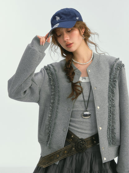 Lace Trim Baseball Jacket