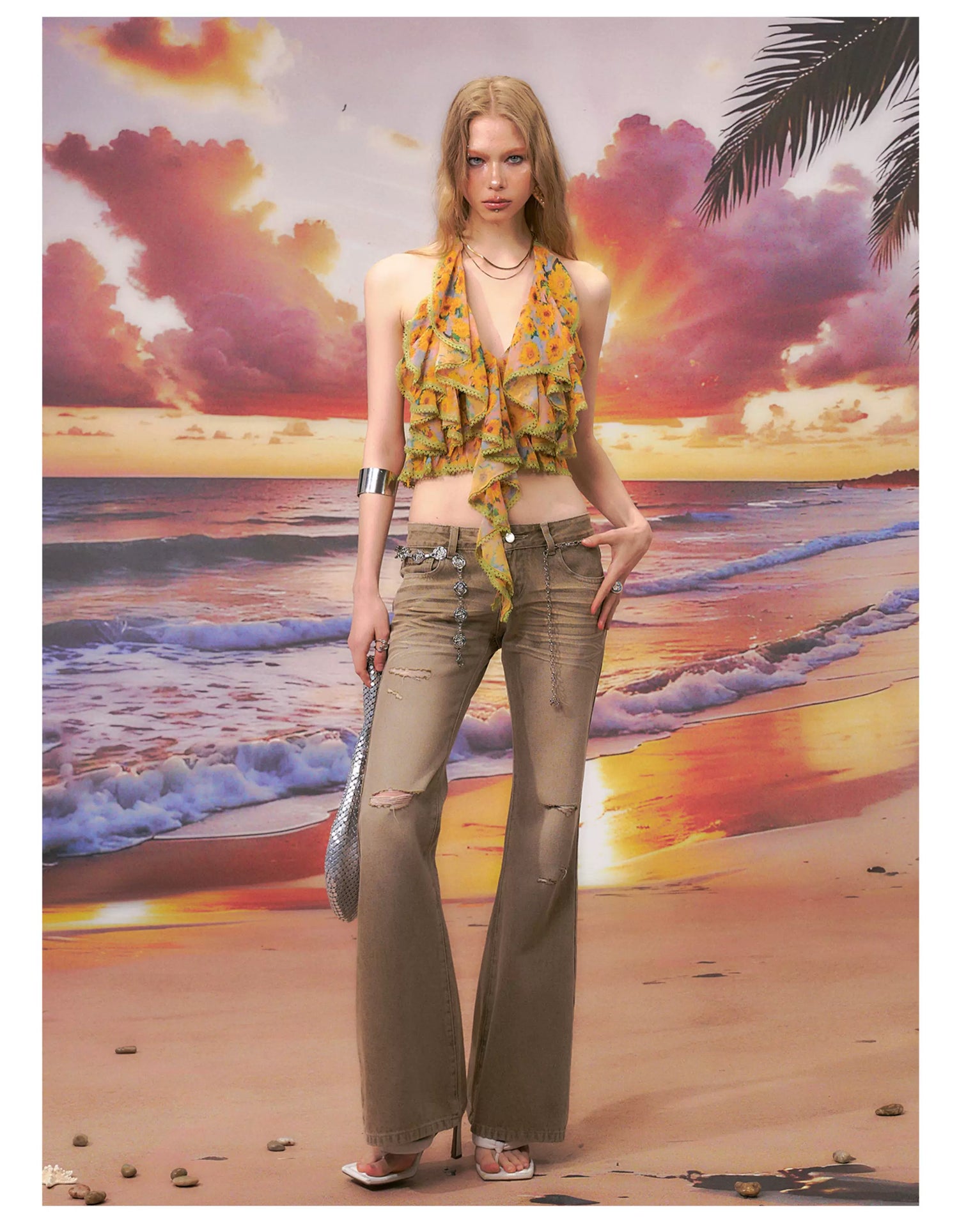 Floral Halter Backless Camisole