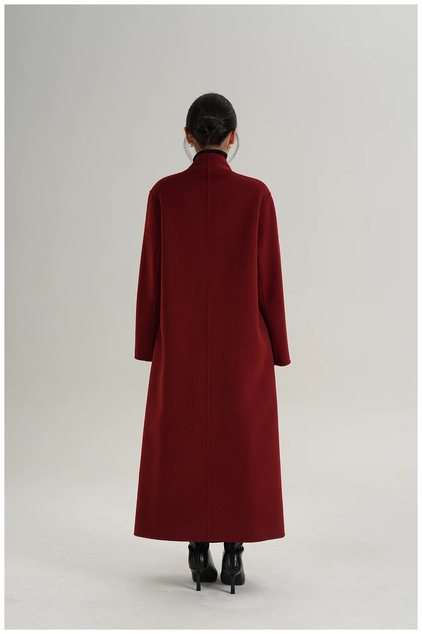 Elegant Double-Faced Wool Long Coat
