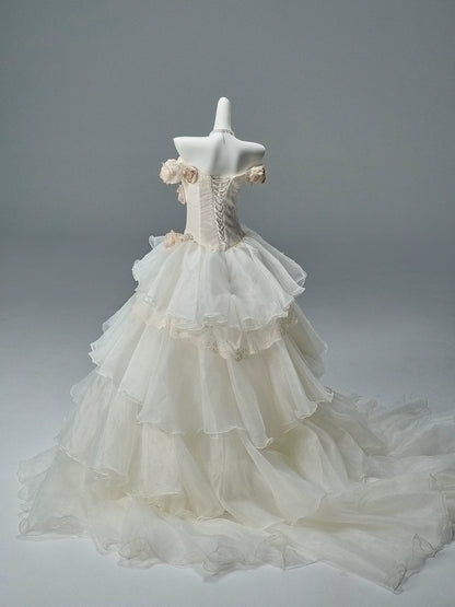 “Whispering Woods” Floral Off-Shoulder Couture Gown