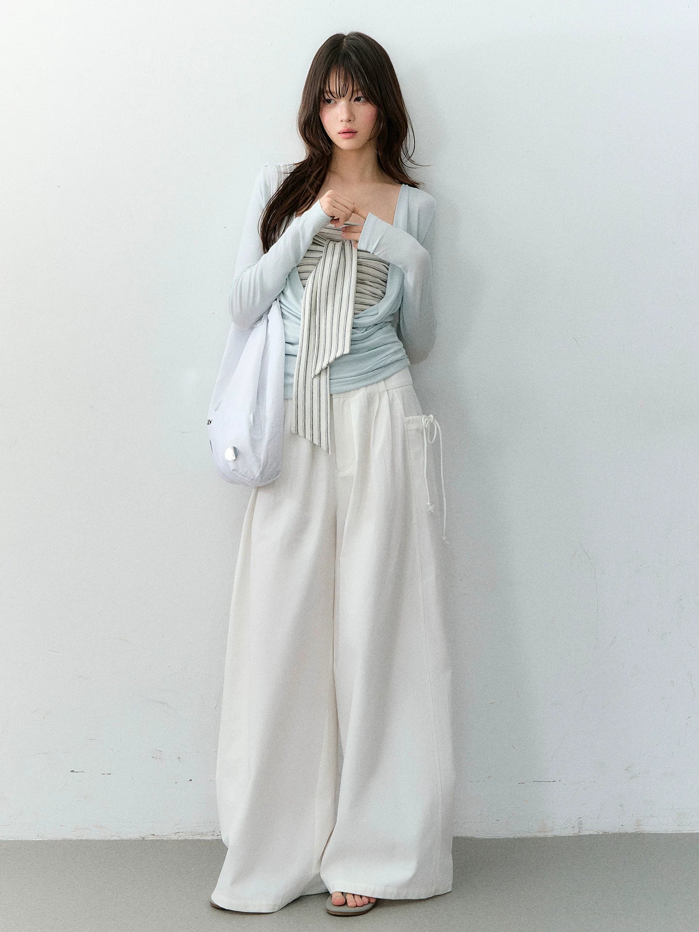 Lyocell Cotton Double-Waist Wide-Leg Pants