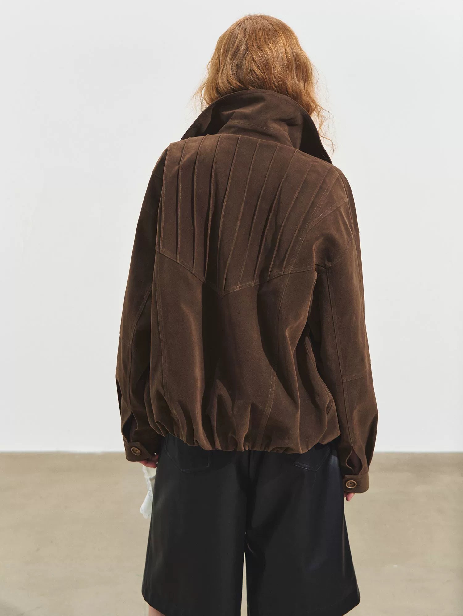 Suede Fog-Effect Oversized Jacket