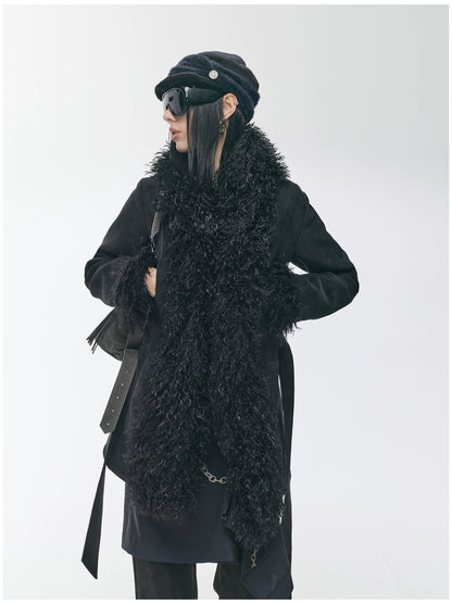 Shearling-Style Mid-Length Belted Duffle Coat