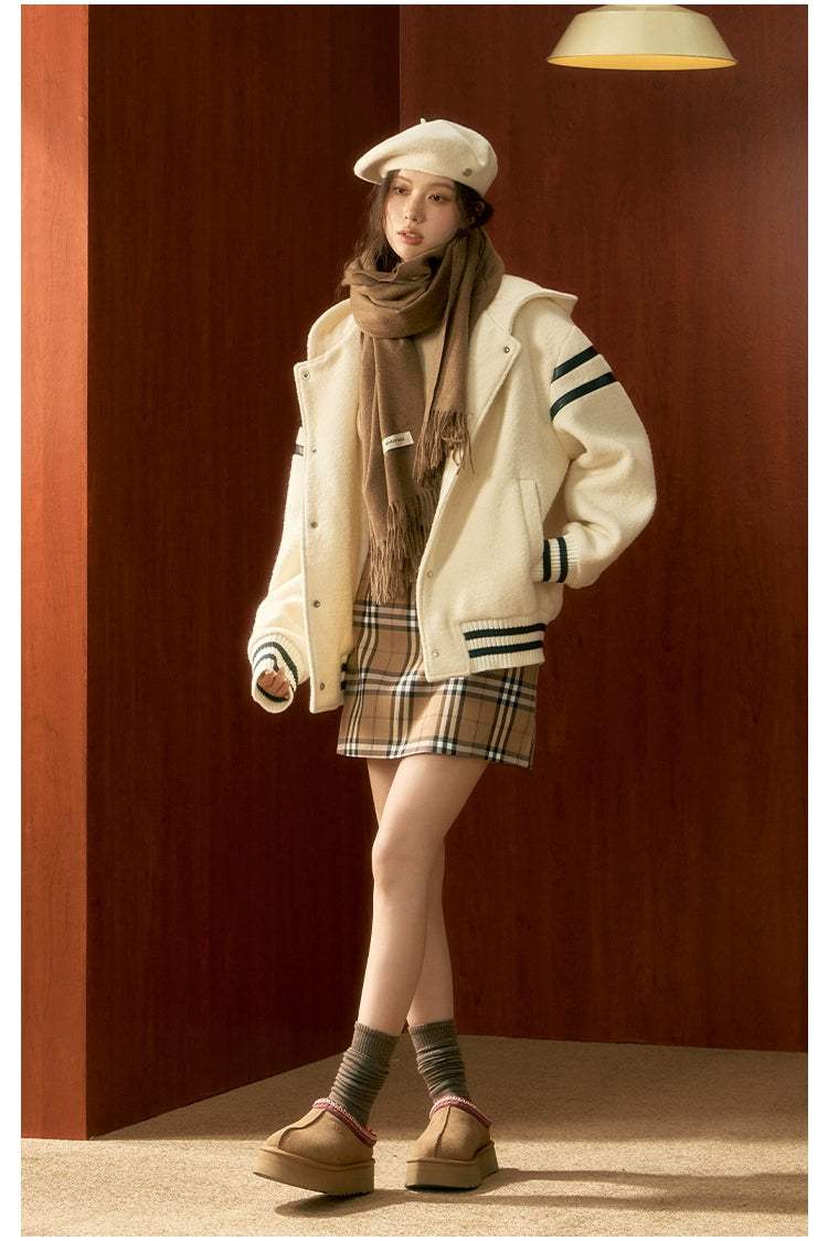 White Hooded Baseball Jacket - CHINASQUAD