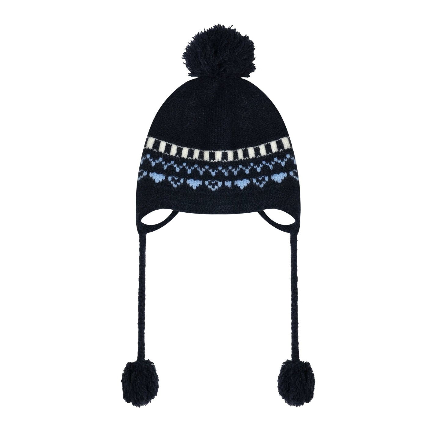 Fair Isle Heart Zip-Up Matching Hat Knit Sweater