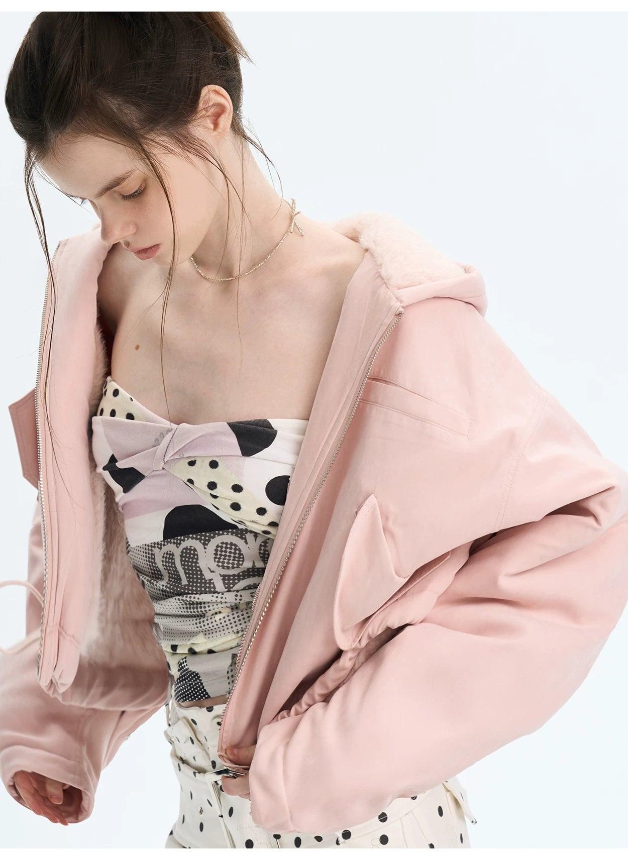 Retro Eco Faux-Fur Cropped Hooded Parka