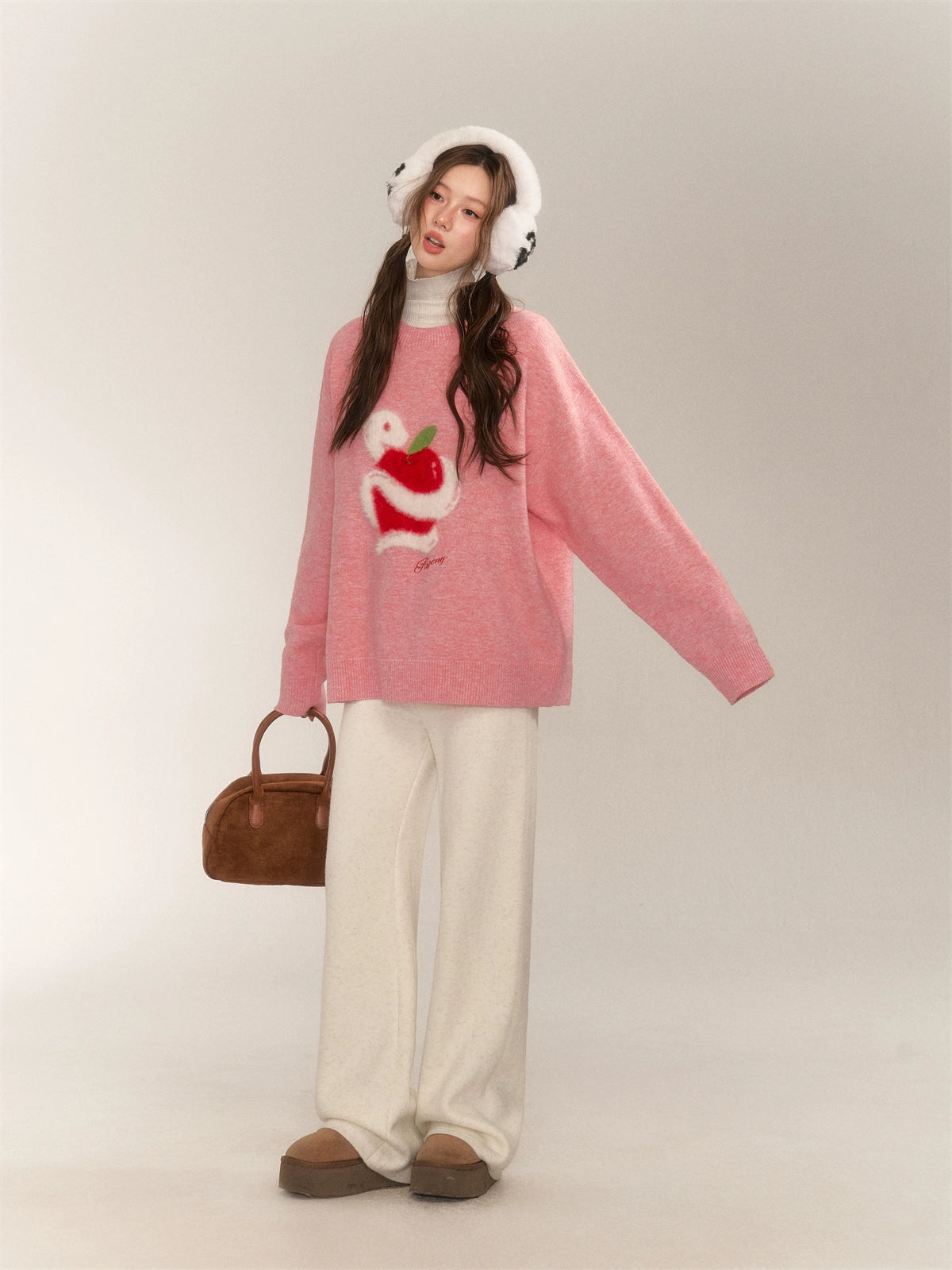 Apple Jacquard Pullover Sweater