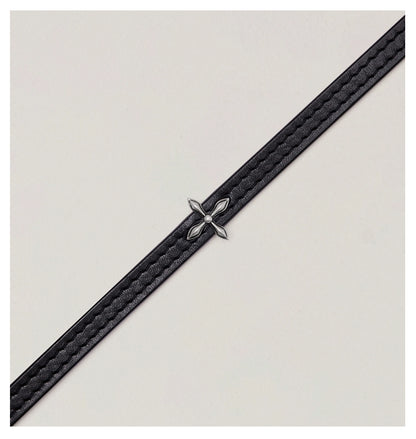 Compass Badge Leather Choker