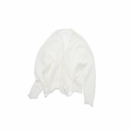 Mohair Star Cutout Slouchy Knit Cardigan