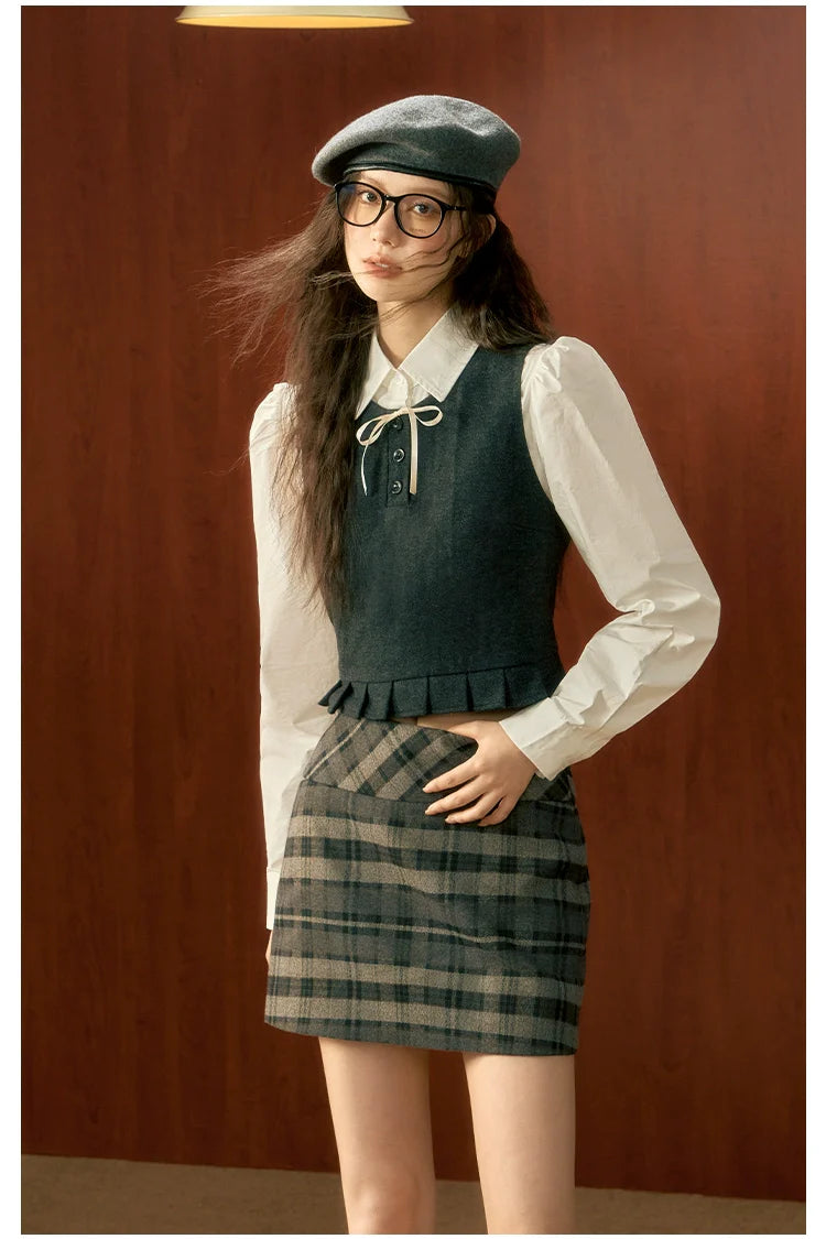 High-Waisted Plaid A-line Skirt - CHINASQUAD