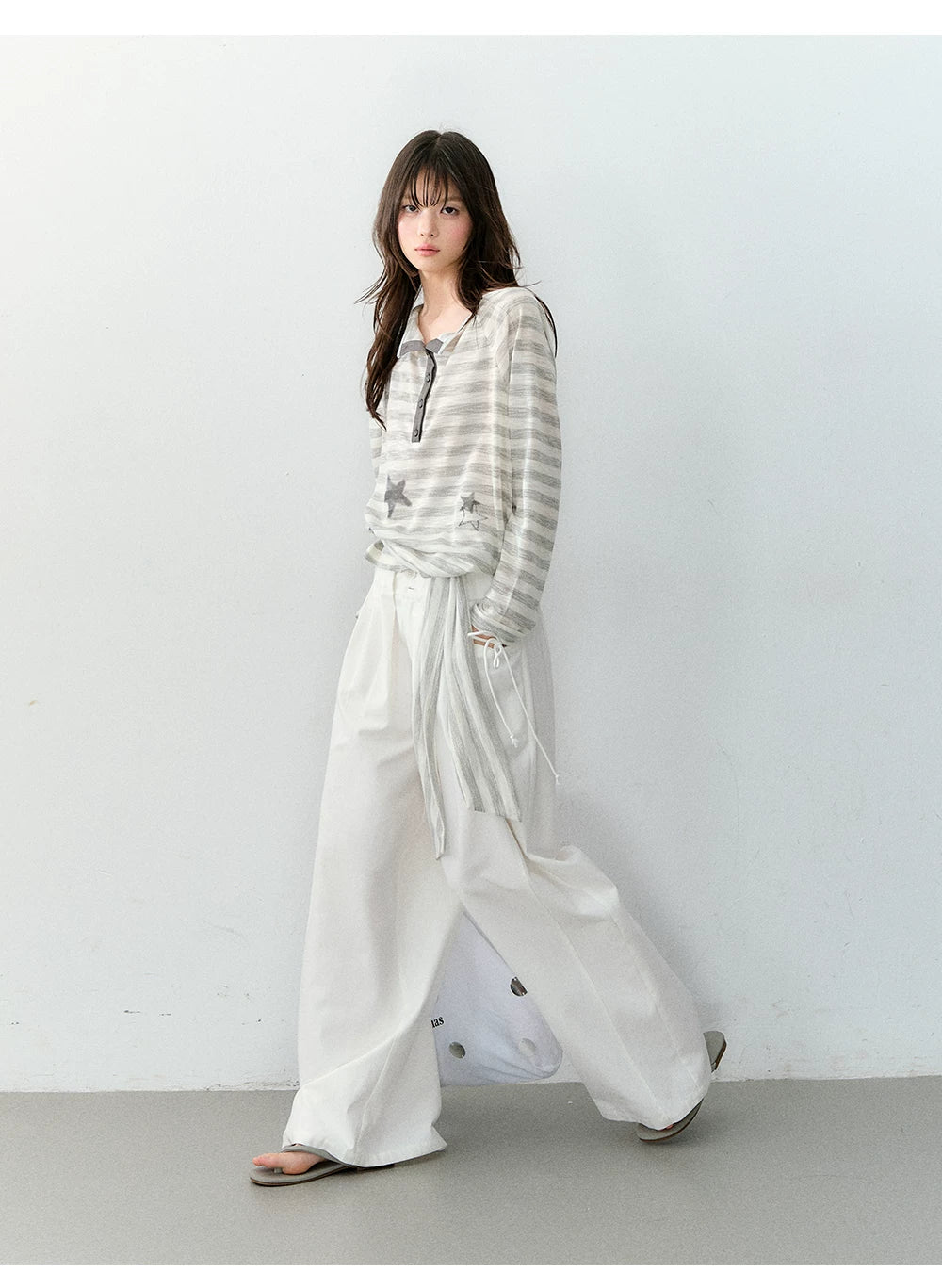 Lyocell Cotton Double-Waist Wide-Leg Pants