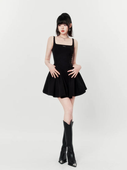 Square-Neck Backless Camisole Dress