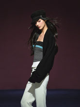 Colorblock Bustier Top & Relaxed Wool-Blend Knit Cardigan Set - CHINASQUAD
