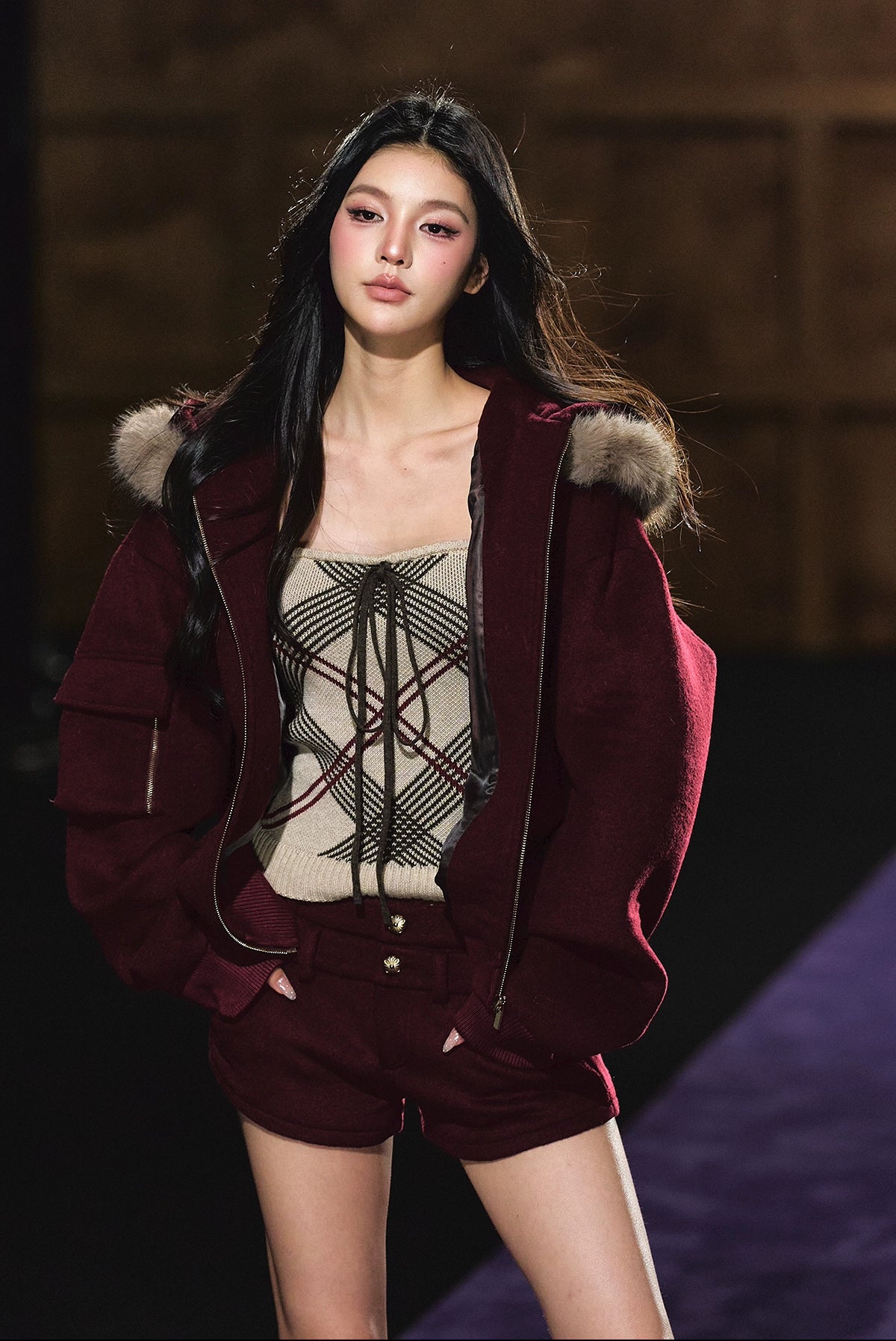 Wool-Blend Heart Yarn Cropped Knit Tube Top