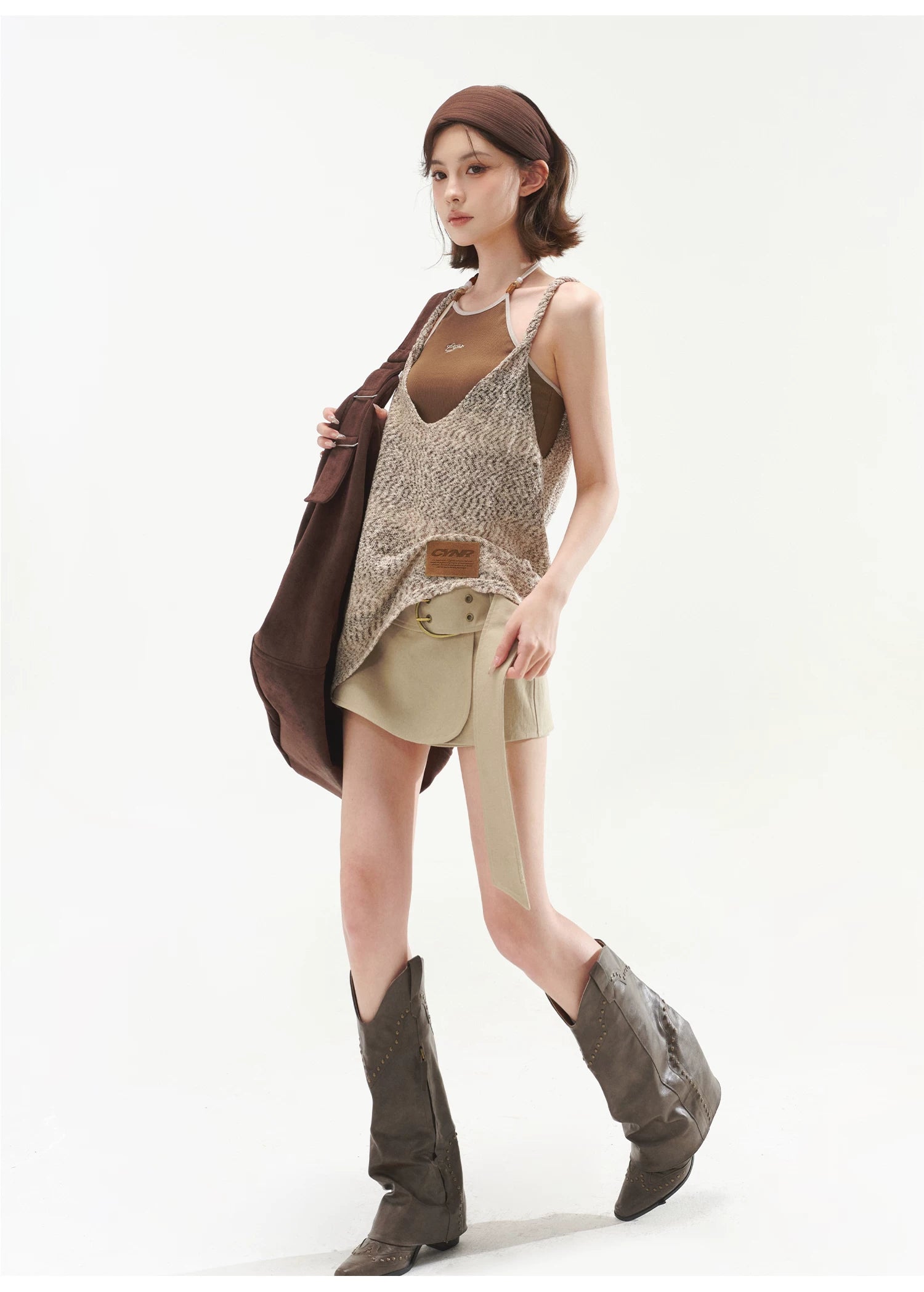 Halter Cami &amp; Textured Sheer Cover-Up Set