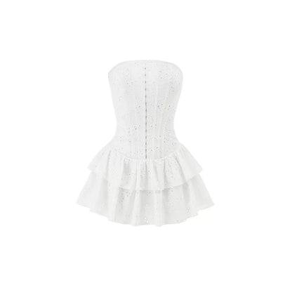 Cotton Jacquard Boned Fit-and-Flare Dress