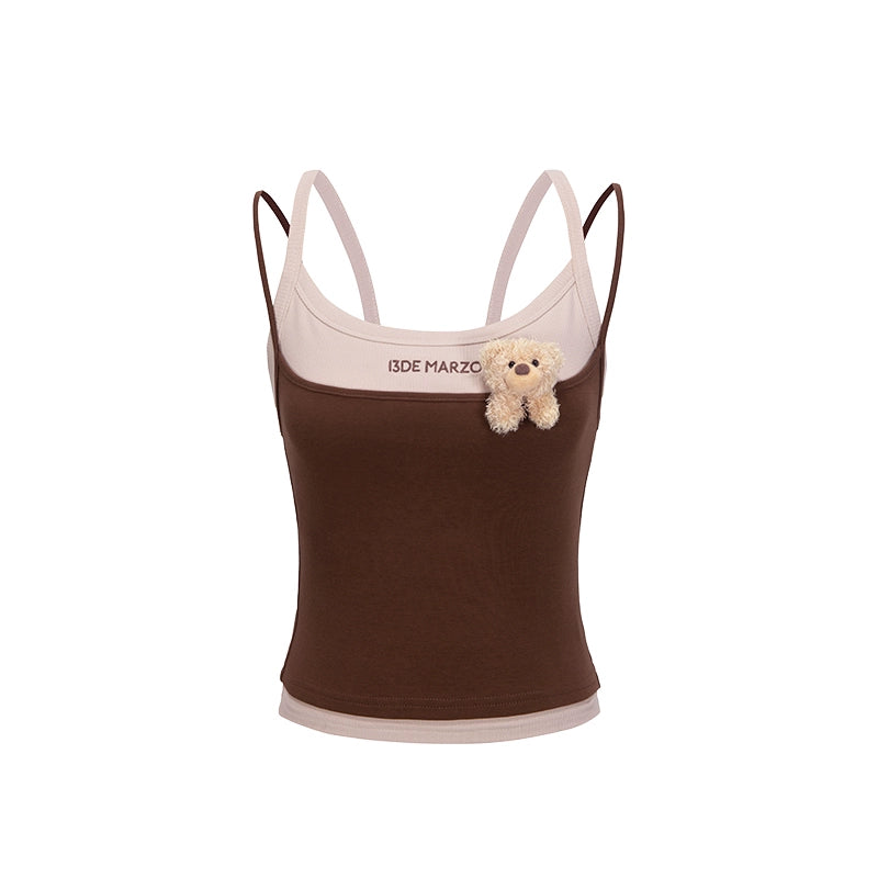 Layered-Effect Spliced Camisole Tank Vest